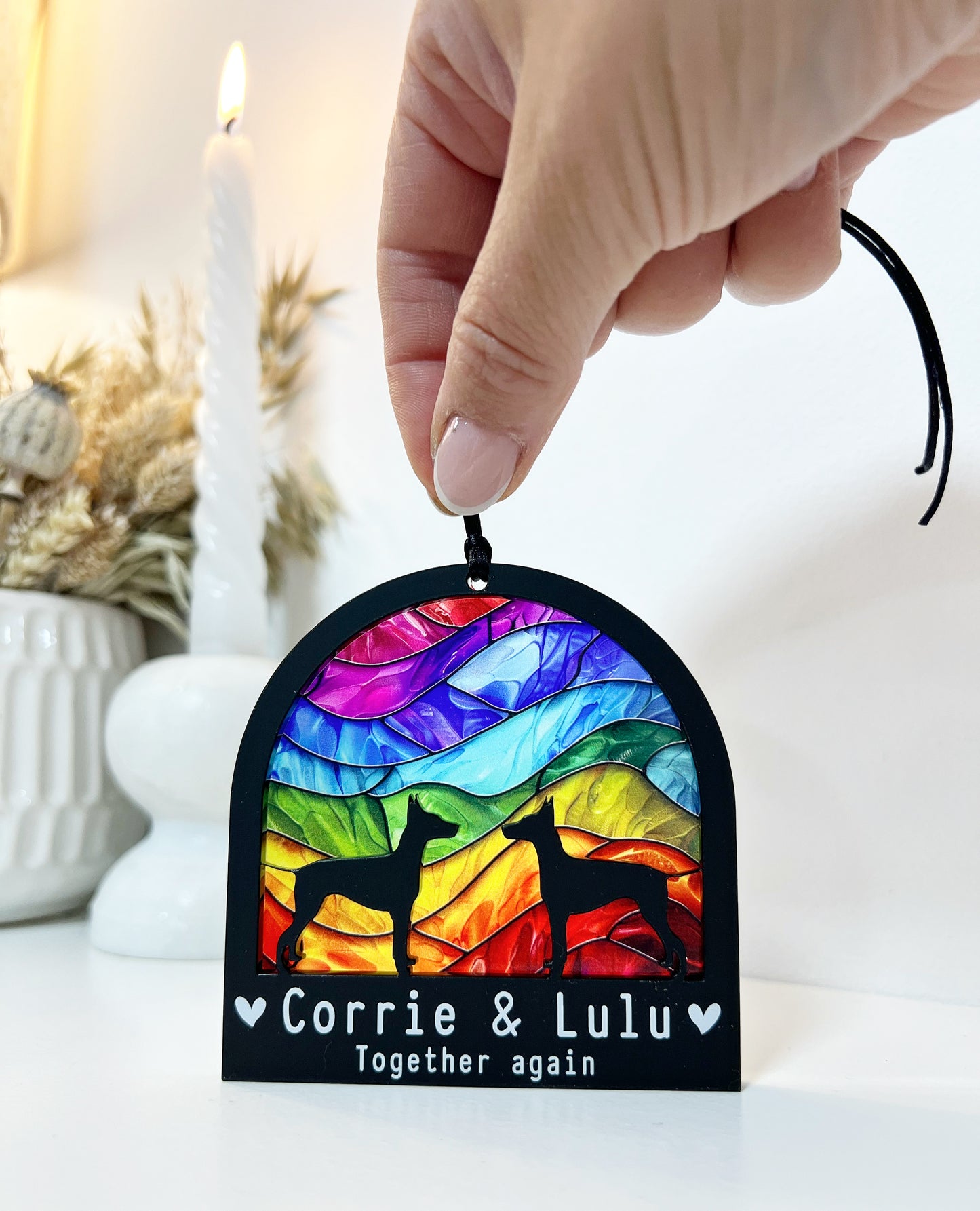 2 Dogs outdoor Silhouette Ornament
