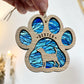 Blue Paw Dog Breed Stained Glass