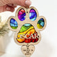 Rainbow Dog Paw Stained Glass