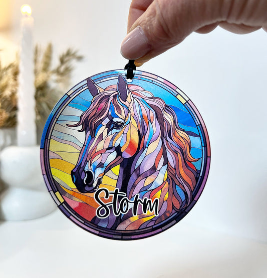 Horse stained glass ornament