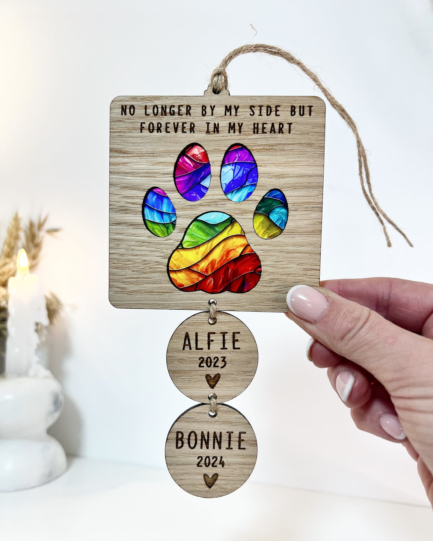 Rainbow Bridge Stained Glass Dog Memorial