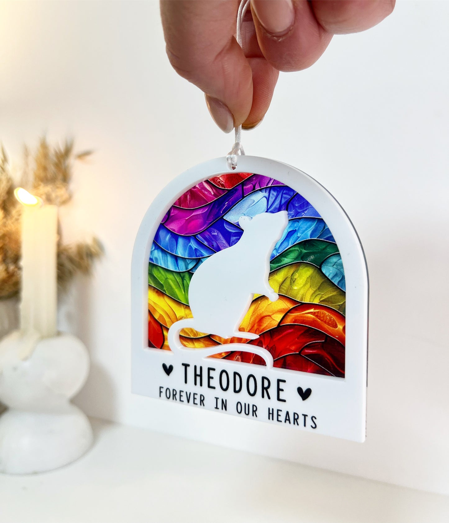 White Rat Rainbow Bridge Ornament