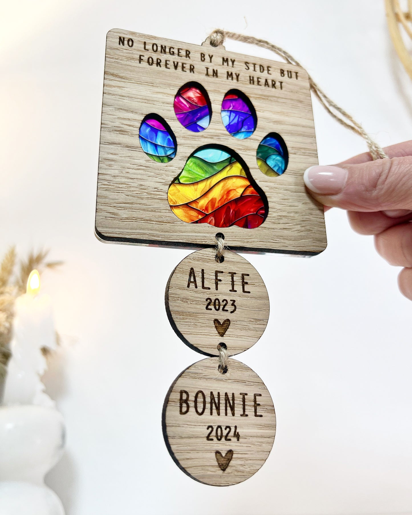 Rainbow Bridge Stained Glass Dog Memorial