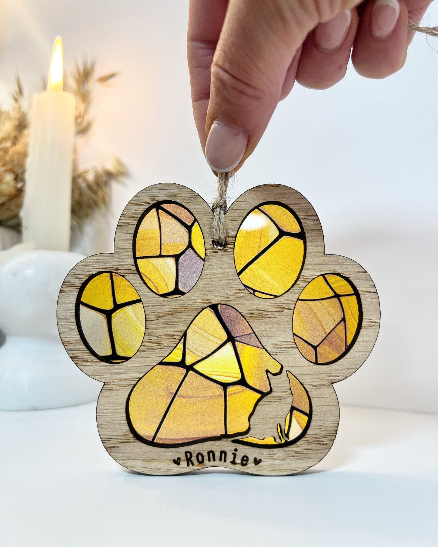 Yellow Cat Paw Stained Glass