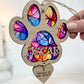 Multi Coloured Dog Paw Stained Glass