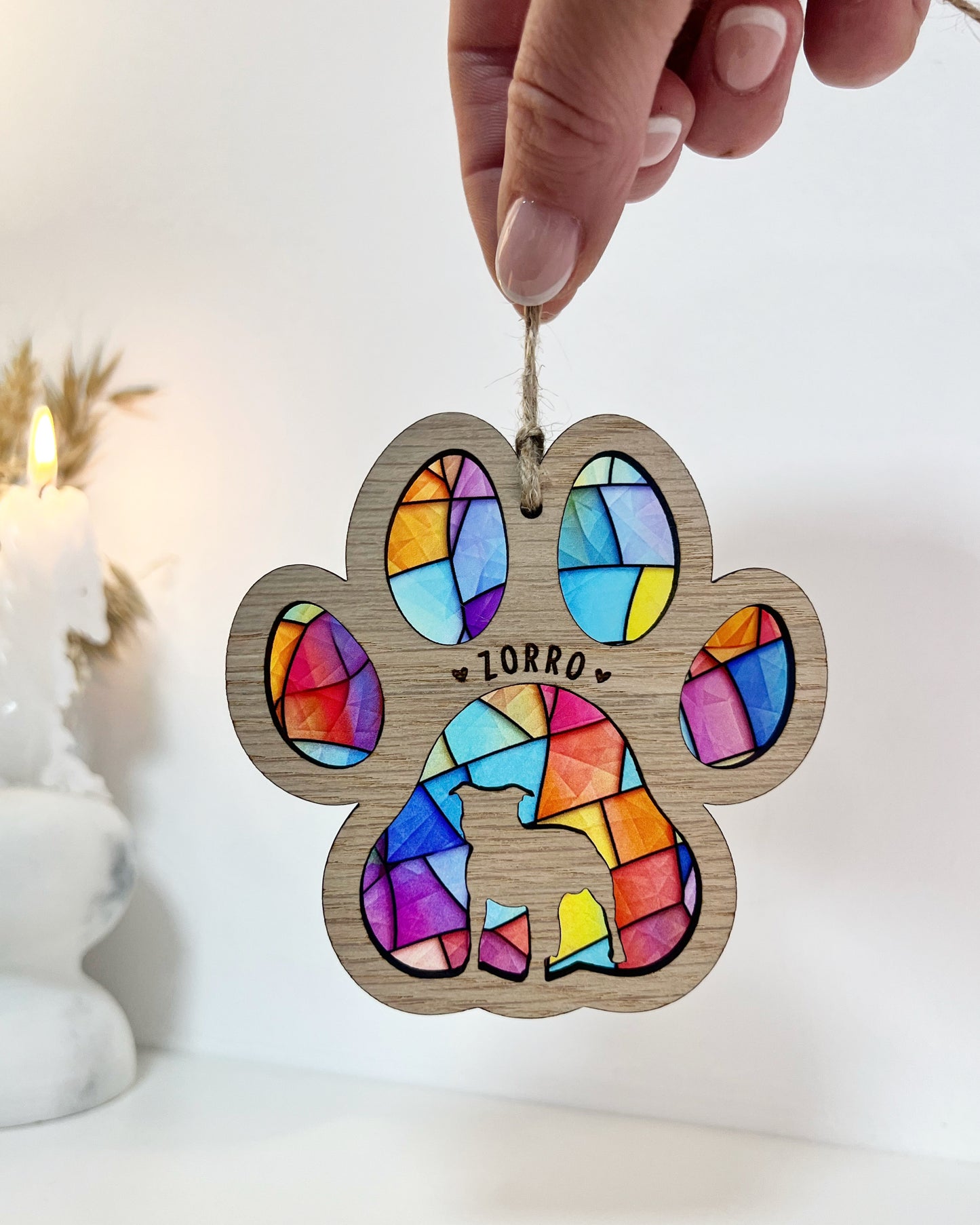 Dog Portrait Rainbow Ornament