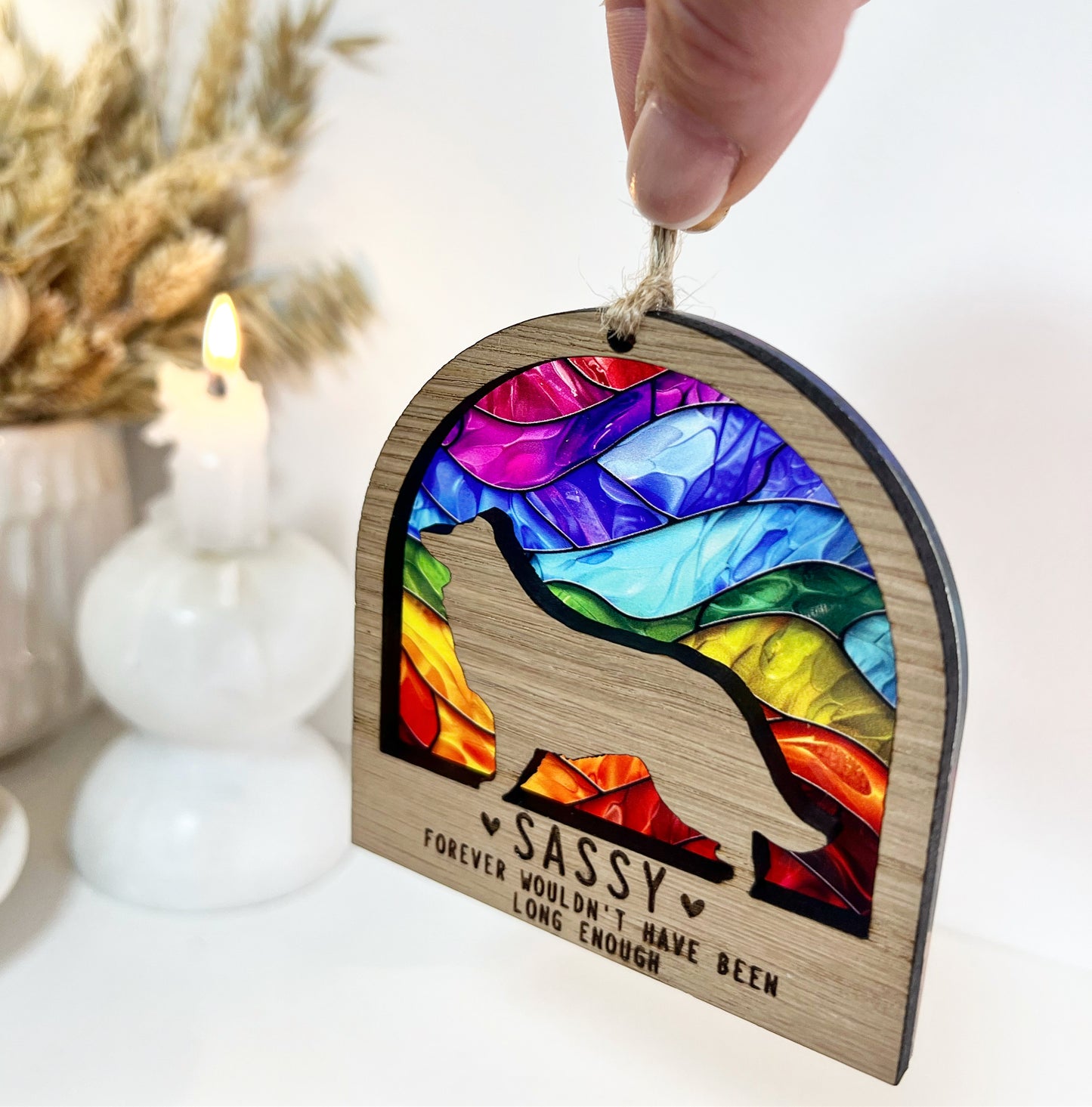 Dog Silhouette Rainbow Ornament