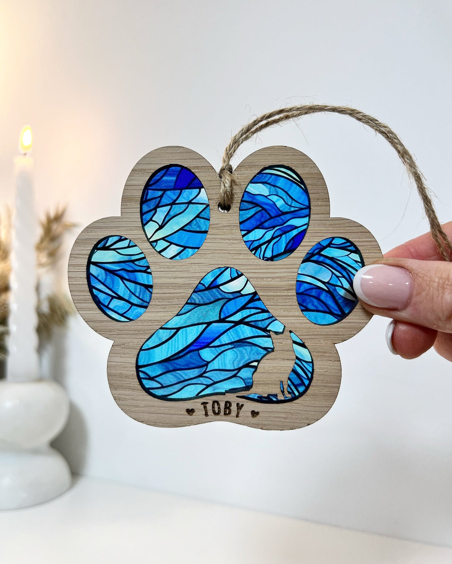 Marble Cat Paw Stained Glass