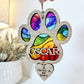 Rainbow Dog Paw Stained Glass