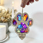 Purple Dog Paw Stained Glass