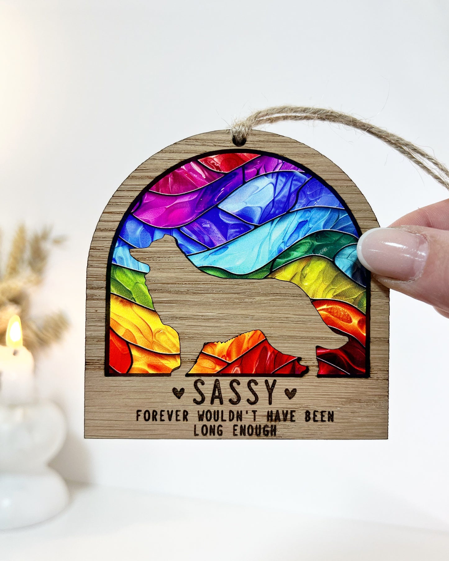 Dog Silhouette Rainbow Ornament