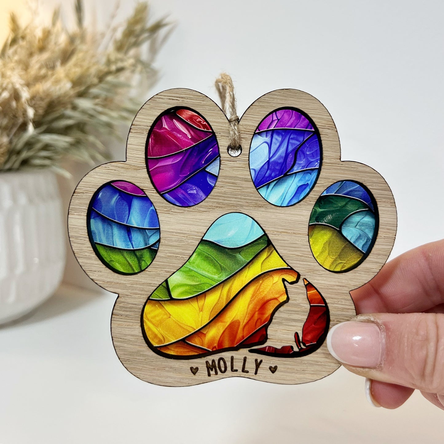 Yellow Cat Paw Stained Glass