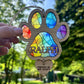 Rainbow Dog Paw Stained Glass