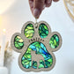 Green Paw Dog Breed Stained Glass