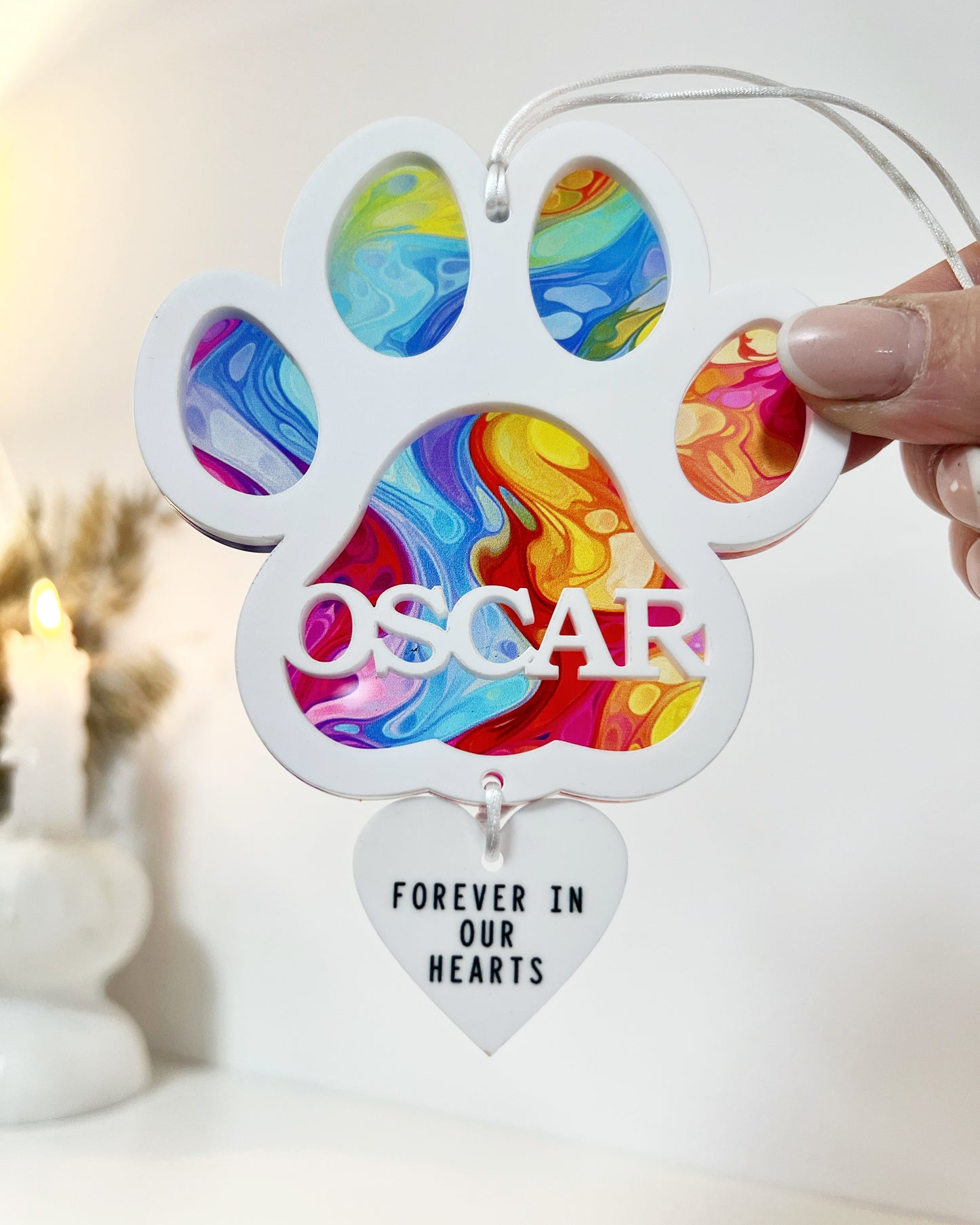 Outdoor Rainbow Marble Dog Paw