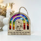 Rainbow Bridge Stained Glass with 3D Dog