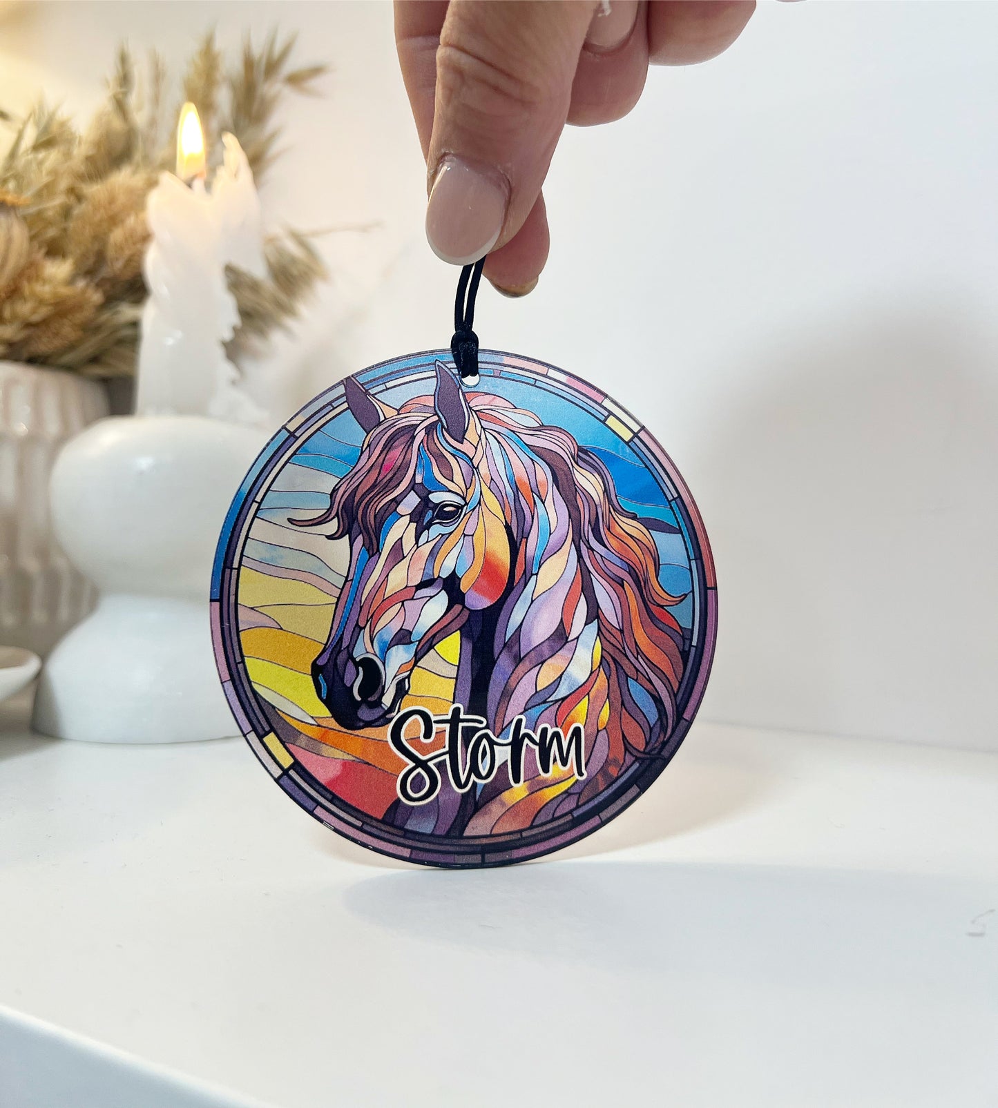 Horse stained glass ornament