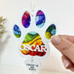 Rainbow Dog White Paw Stained Glass