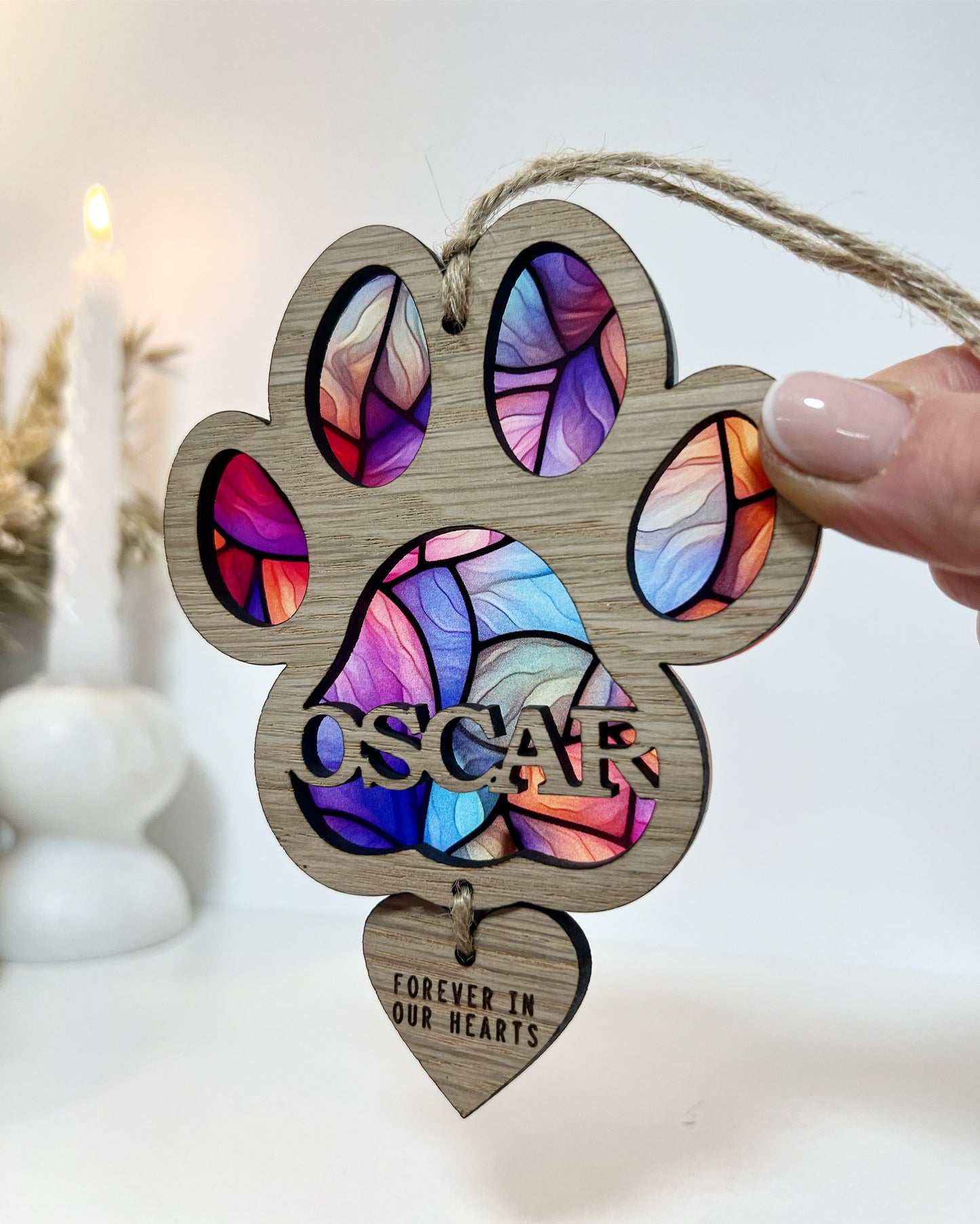 Dog Paw Stained Glass