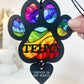 Outdoor Rainbow Dog Black Paw Stained Glass