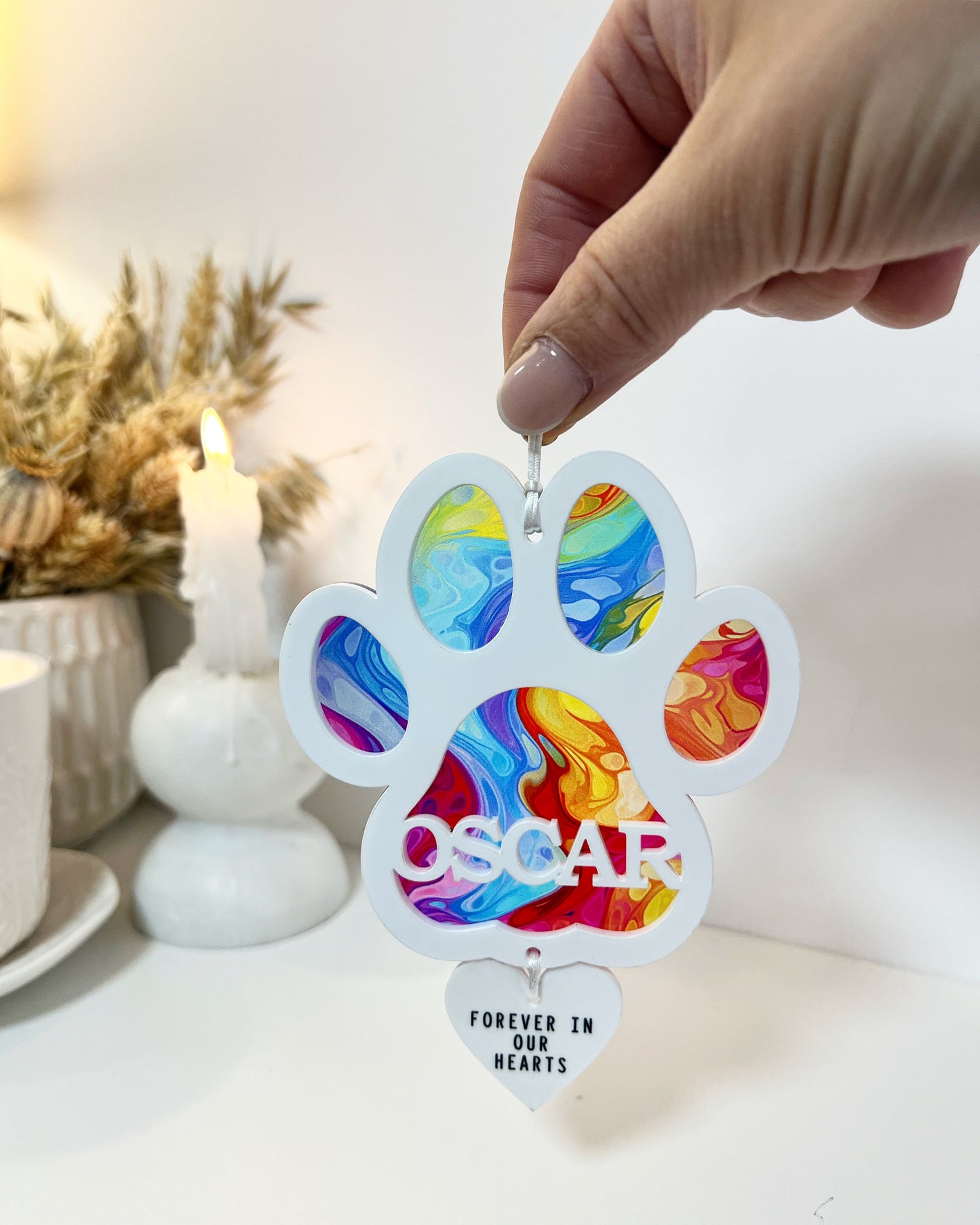 Outdoor Rainbow Marble Dog Paw