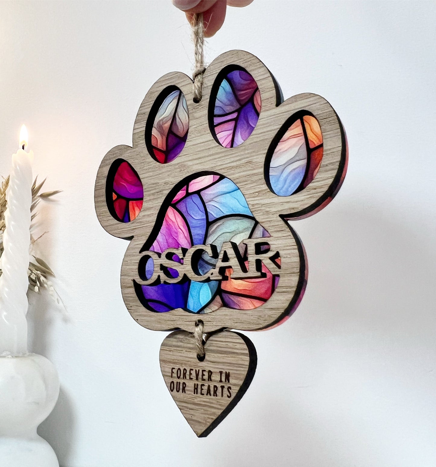 Dog Paw Stained Glass