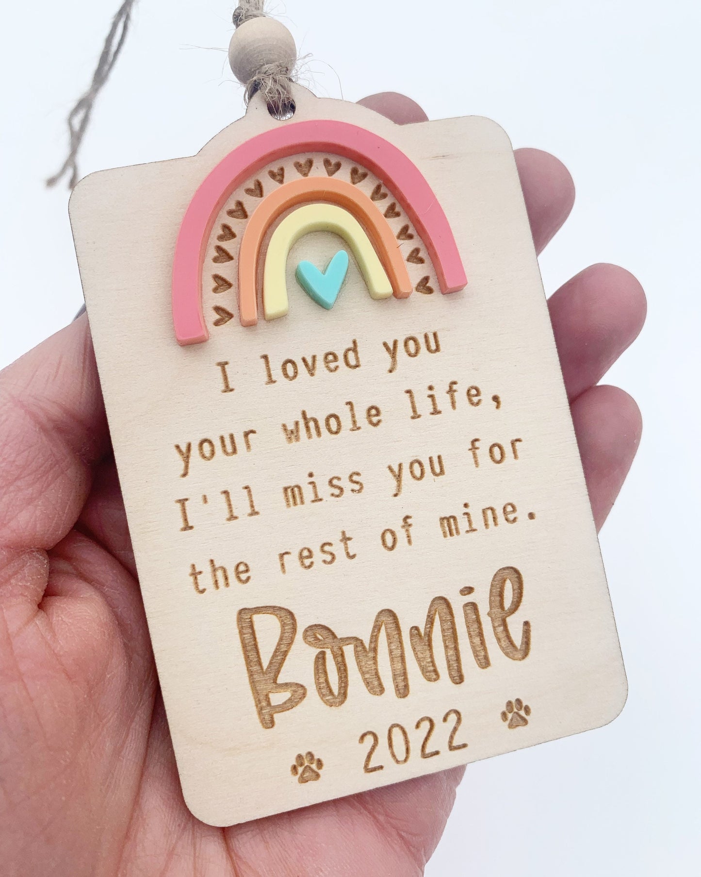 Personalised rabbit memorial gift, pet loss keepsake gift.