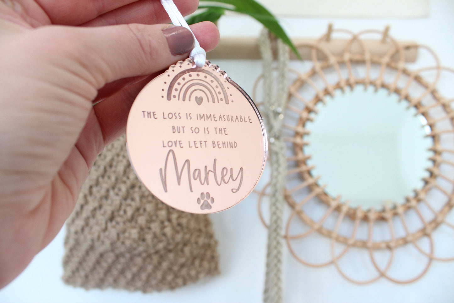 Rainbow bridge pet memorial gift, The loss is immeasurable but so is the love left behind, Dog memorial gift, Outdoor pet memorial