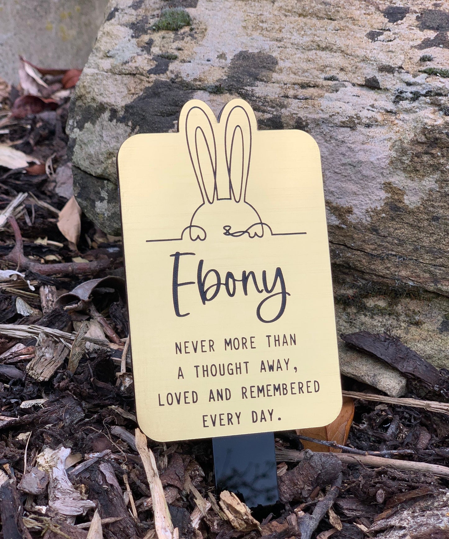 Rabbit grave marker memorial, Rabbit sympathy gift, Silver or Gold, Your life was a blessing.