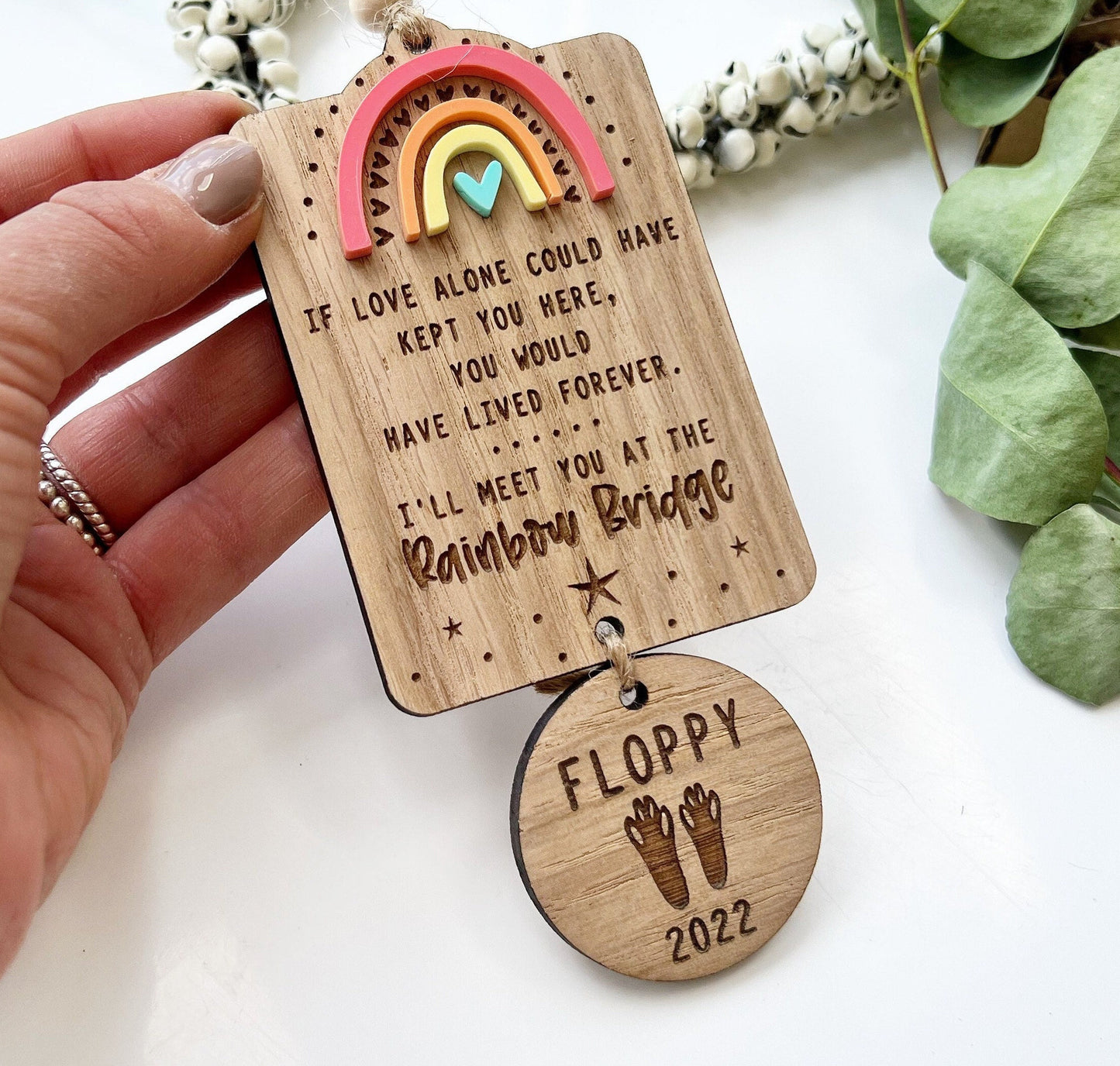Rabbit memorial, Rabbit loss gift, Rabbit sympathy gift, Rainbow bridge pet sympathy gift, Rabbit lover gift, Rabbit keepsake gift,