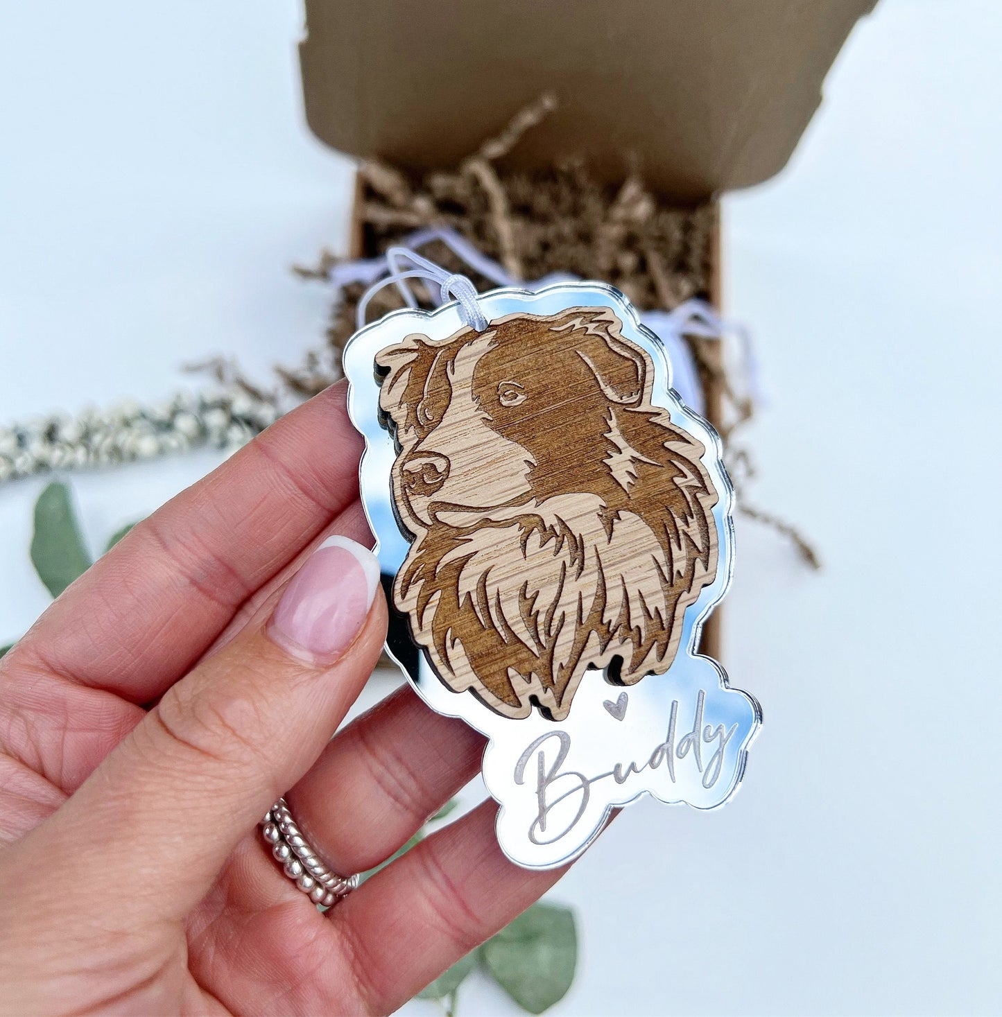 Border collie dog ornament