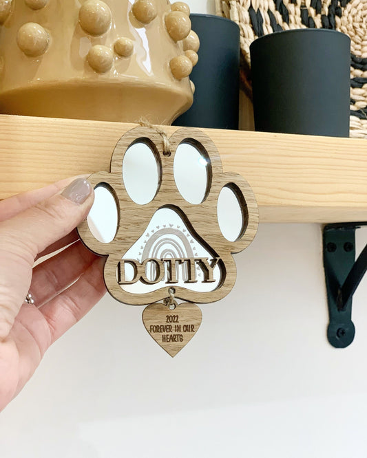 Rainbow paw drop down heart memorial