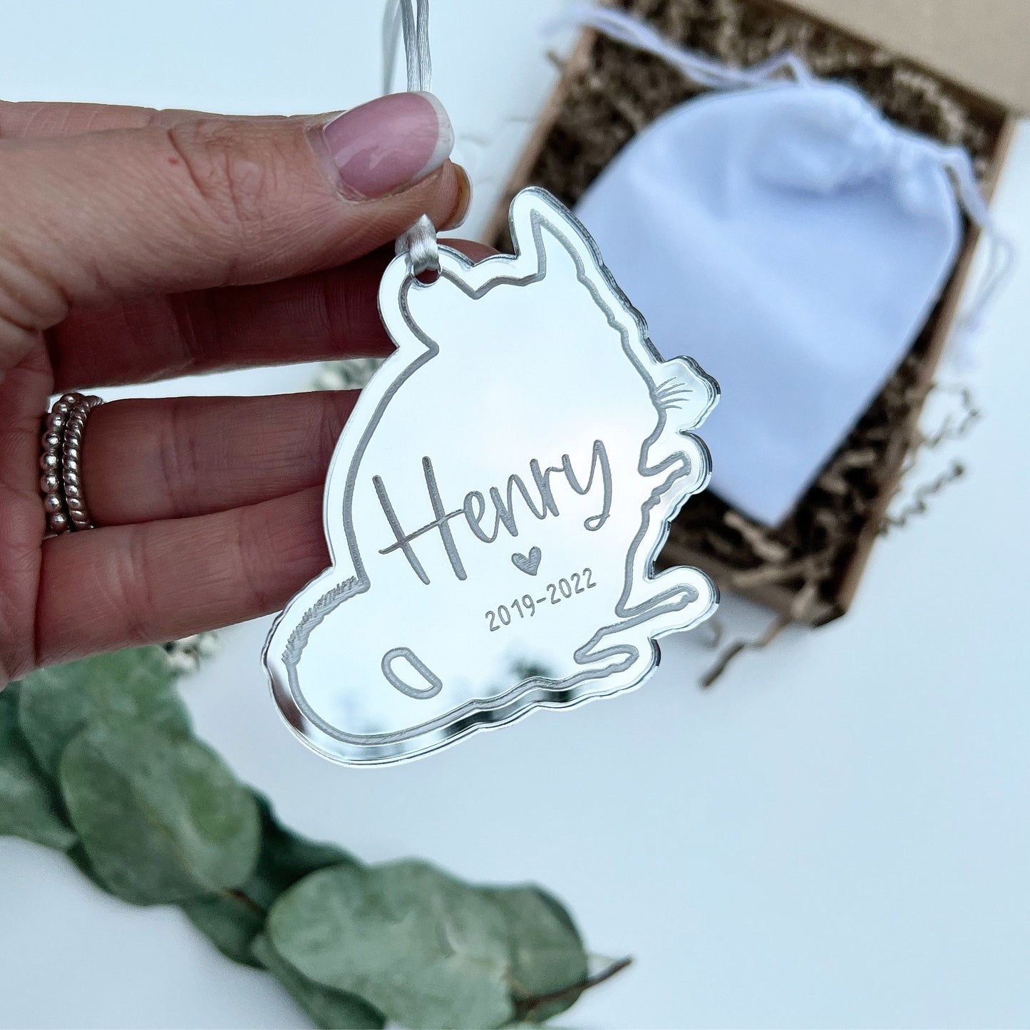 Mirrored Chinchilla ornament