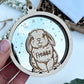 Rabbit moon and stars ornament