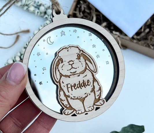 Rabbit moon and stars ornament