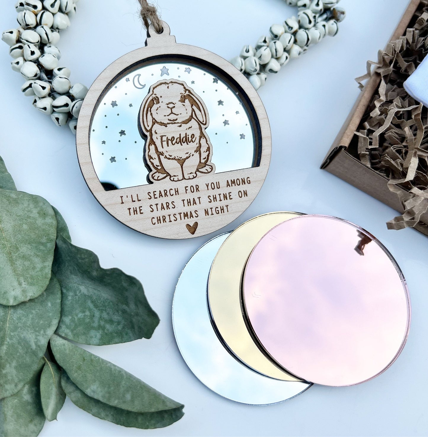 Rabbit memorial Christmas ornament, Christmas bunny memorial ornament, Rabbit Christmas, Personalised rabbit ornament, Bunny lover gift