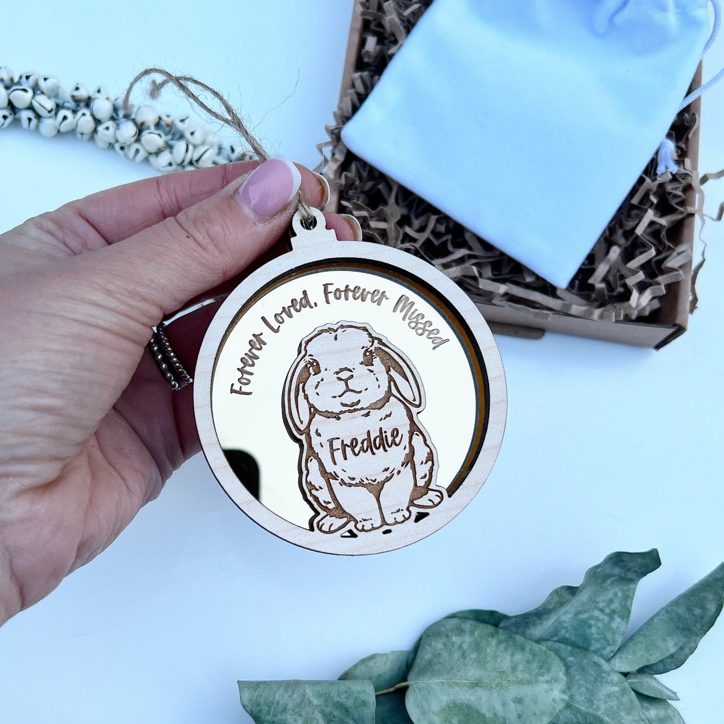 Personalised rabbit memorial ornament, Customised rabbit memorial gift, Bunny memorial ornament, Bunny remembrance decoration, rabbit lover