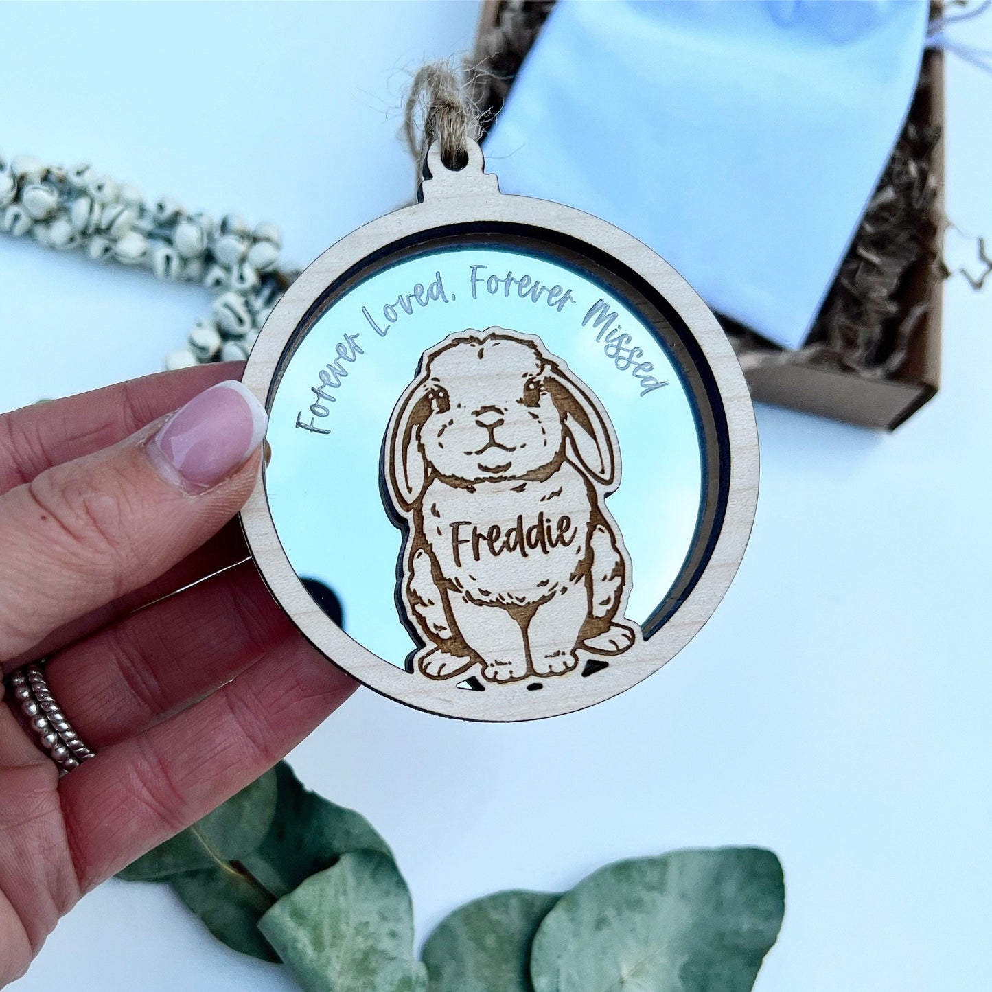 Personalised rabbit memorial ornament, Customised rabbit memorial gift, Bunny memorial ornament, Bunny remembrance decoration, rabbit lover