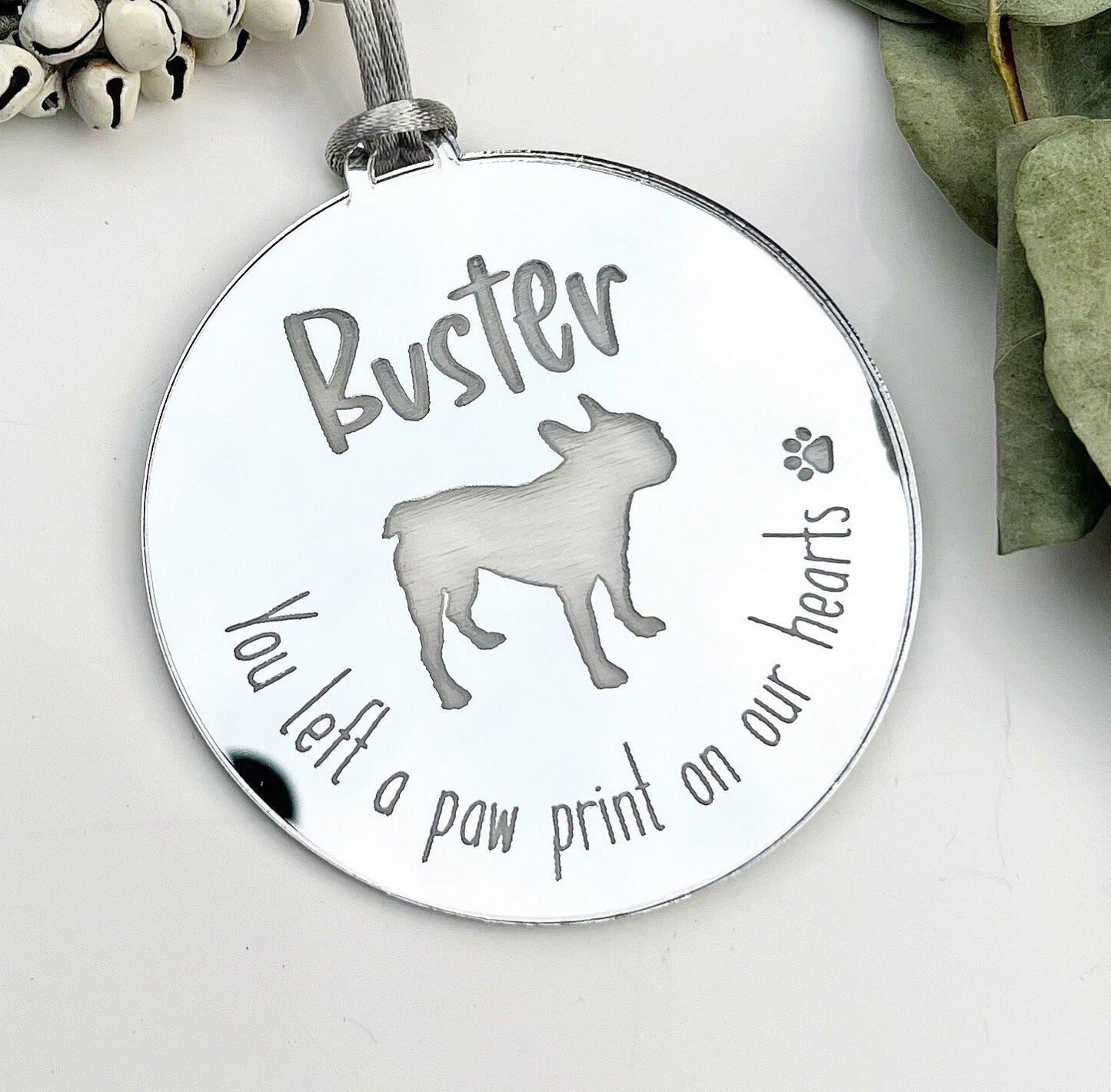Personalised dog Christmas memorial decoration  with over 100+ dog breeds to choose from, Dog memorial ornament, You left a pawprint on our
