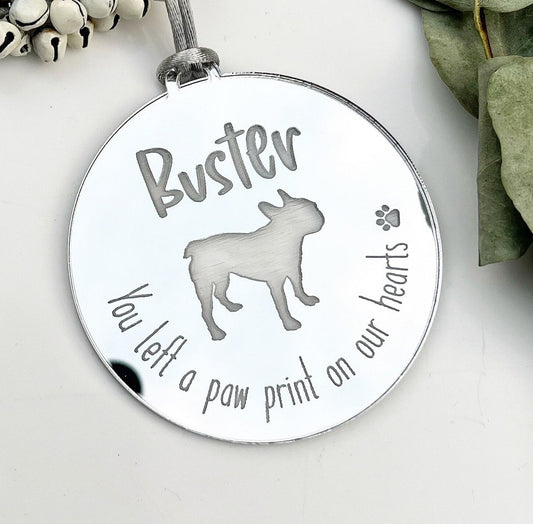 Personalised dog Christmas memorial decoration  with over 100+ dog breeds to choose from, Dog memorial ornament, You left a pawprint on our
